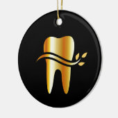 Golden Tooth met bladeren Keramisch Ornament (Links)