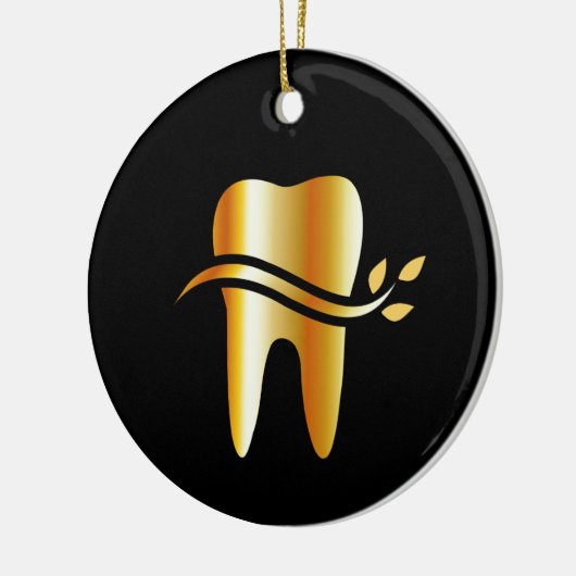 Golden Tooth met bladeren Keramisch Ornament (Links)