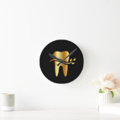 Golden Tooth met bladeren Ronde Klok (Huis)