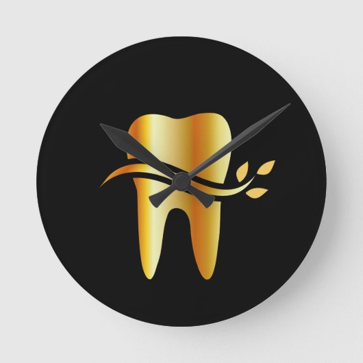 Golden Tooth met bladeren Ronde Klok (Voorkant)