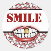 Golden Tooth Smile Ronde Sticker (Voorkant)