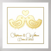 Golden Tortelduifjes met aangepaste tekst Folie Afdrukken (Voorkant)