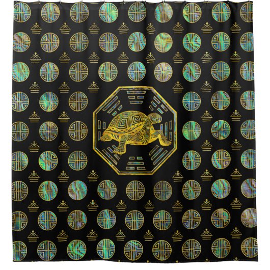 Golden Tortoise/Turtle Feng Shui Abalone Shell Douchegordijn (Voorkant)