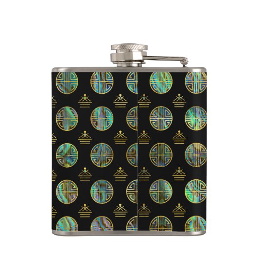 Golden Tortoise/Turtle Feng Shui Abalone Shell Heupfles (Achterkant)