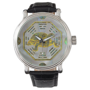 Golden Tortoise/Turtle Feng Shui Abalone Shell Horloge