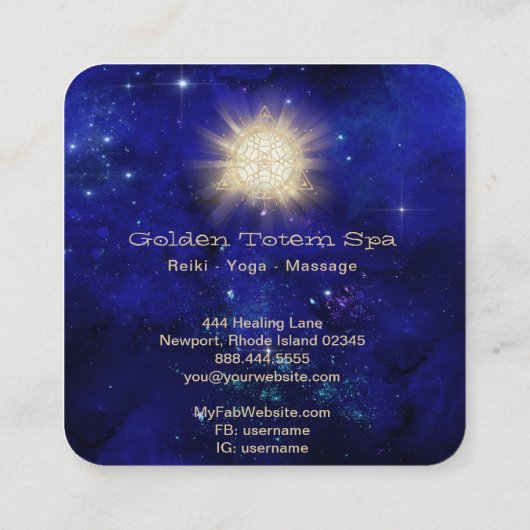 *~* Golden Totem .  Gesacred Geometry Light Rays Vierkante Visitekaartje (Achterkant)