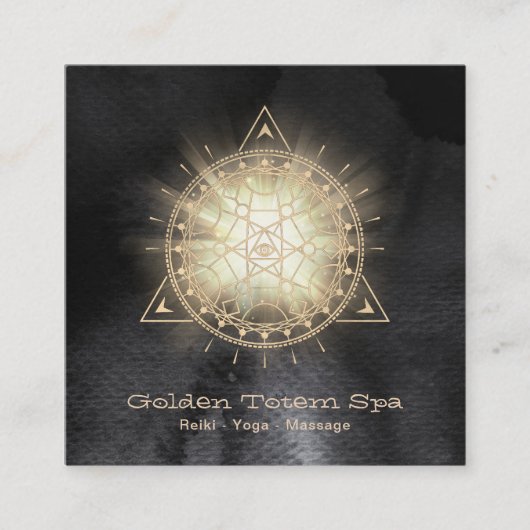 *~* Golden Totem Sacred Geometry Light Rays Vierkante Visitekaartje (Voorkant)