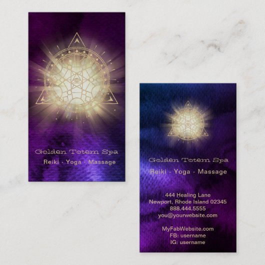*~* Golden Totem Sacred Geometry Light Rays Visitekaartje