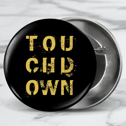 Golden Touchdown Football Typografie Ronde Button 7,6 Cm