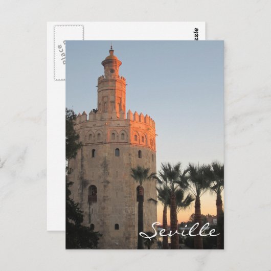 Golden Tower met zonsondergang in Sevilla, Spanje Briefkaart (Voorkant / Achterkant)
