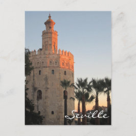 Golden Tower met zonsondergang in Sevilla, Spanje Briefkaart