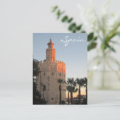 Golden Tower met zonsondergang in Sevilla, Spanje Briefkaart (Staand voorkant)
