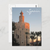 Golden Tower met zonsondergang in Sevilla, Spanje Briefkaart (Voorkant / Achterkant)