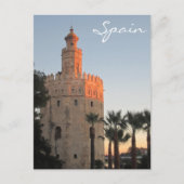 Golden Tower met zonsondergang in Sevilla, Spanje Briefkaart (Voorkant)