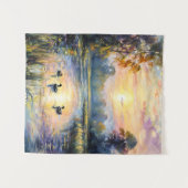 Golden Tranquility Sunset Pond Landschap met Eend Wandkleed (Voorkant (horizontaal))