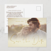 Golden Transparency Effect Elegant Photo Wedding Briefkaart (Voorkant / Achterkant)