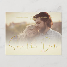 Golden Transparency Effect Elegant Photo Wedding Briefkaart