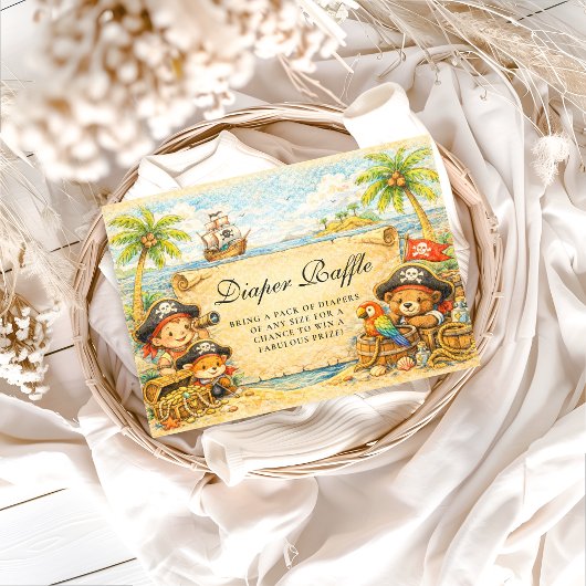 Golden Treasure Pirate Diapper Raffle Informatiekaartje
