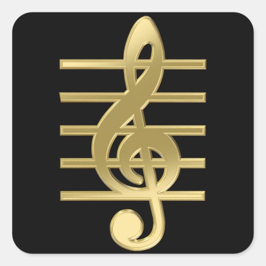 Golden treble cleart vierkante sticker (Voorkant)