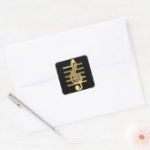 Golden treble cleart vierkante sticker (Envelop)