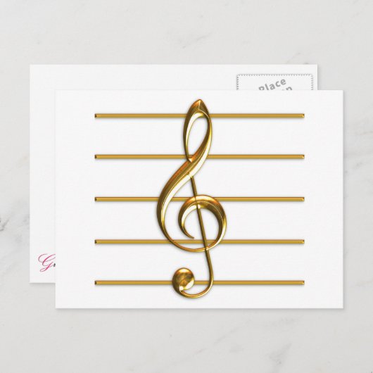 Golden Treble Clef Briefkaart (Voorkant / Achterkant)