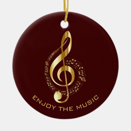 Golden Treble Clef Keramisch Ornament (Voorkant)