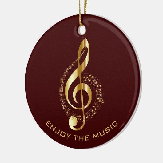 Golden Treble Clef Keramisch Ornament (Links)