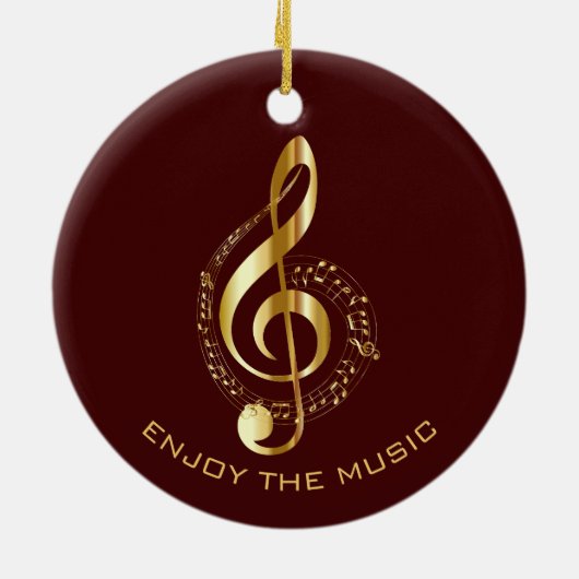Golden Treble Clef Keramisch Ornament (Achterkant)