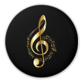 Golden Treble Clef Keramische Knop (Voorkant)