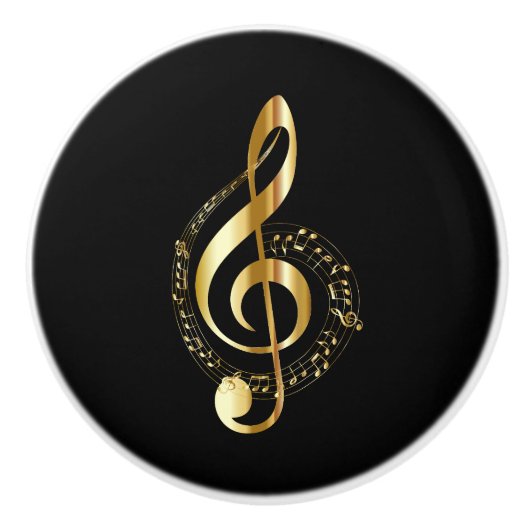 Golden Treble Clef Keramische Knop (Voorkant)
