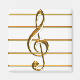 Golden Treble Clef Magneet