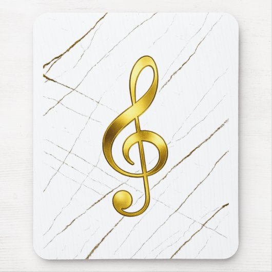 Golden Treble Clef Marble Music Tech Muismat (Voorkant)