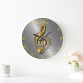Golden Treble Clef met noten en schaduwen Grote Klok (Huis)