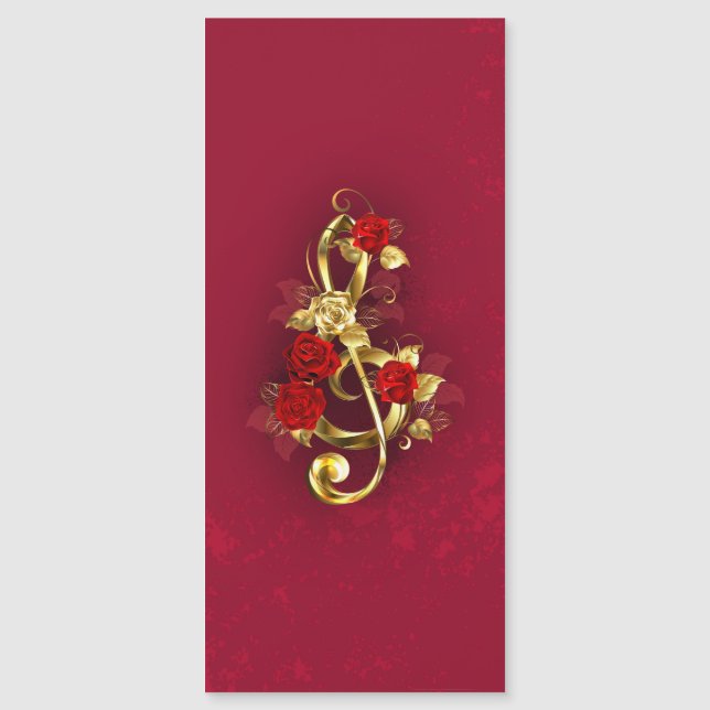 Golden Treble Clef met Rozen bloemen (Voorkant)