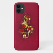 Golden Treble Clef met Rozen bloemen Case-Mate iPhone Case (Achterkant)