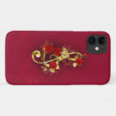 Golden Treble Clef met Rozen bloemen Case-Mate iPhone Case (Achterkant (horizontaal))