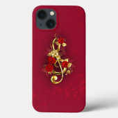 Golden Treble Clef met Rozen bloemen Case-Mate iPhone Case (Achterkant)