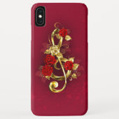 Golden Treble Clef met Rozen bloemen Case-Mate iPhone Case (Achterkant)