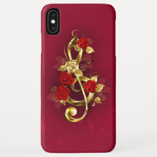 Golden Treble Clef met Rozen bloemen Case-Mate iPhone Case