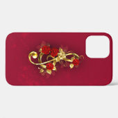 Golden Treble Clef met Rozen bloemen Case-Mate iPhone Case (Achterkant (horizontaal))