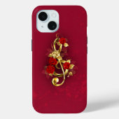 Golden Treble Clef met Rozen bloemen Case-Mate iPhone Case (Achterkant)