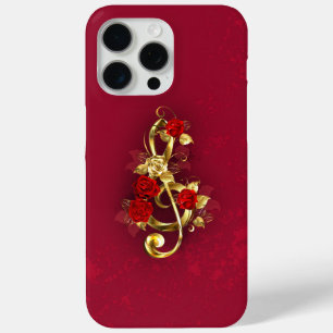 Golden Treble Clef met Rozen bloemen iPhone 15 Pro Max Hoesje