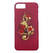 Golden Treble Clef met Rozen bloemen Case-Mate iPhone Case (Achterkant)