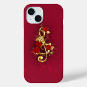 Golden Treble Clef met Rozen bloemen Case-Mate iPhone Case (Achterkant)