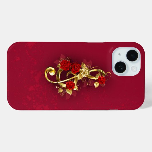 Golden Treble Clef met Rozen bloemen Case-Mate iPhone Case (Achterkant (horizontaal))