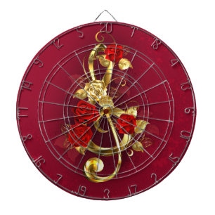 Golden Treble Clef met Rozen bloemen Dartbord