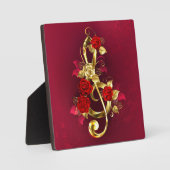 Golden Treble Clef met Rozen bloemen Fotoplaat (Voorkant)