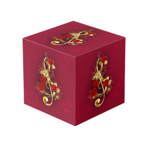 Golden Treble Clef met Rozen bloemen Kubus