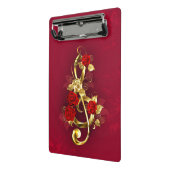 Golden Treble Clef met Rozen bloemen Mini Klembord (Angled2)