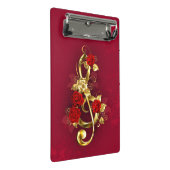 Golden Treble Clef met Rozen bloemen Mini Klembord (Schuin)